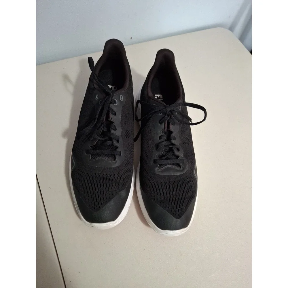 Fooyjoy Flex Golf Shoes Mens‎ Sz 10.5 Black White Spikeless Athletic Sneakers...